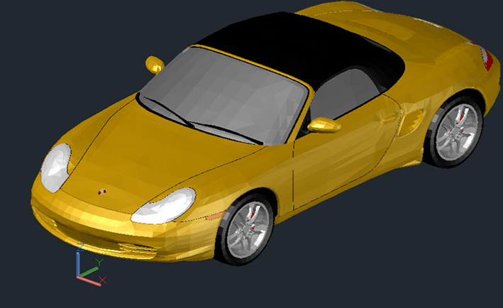 دانلود فایل اتوکد خودروی پورشه باکستر سه‌بعدی DWG برای نرم‌افزار AutoCAD